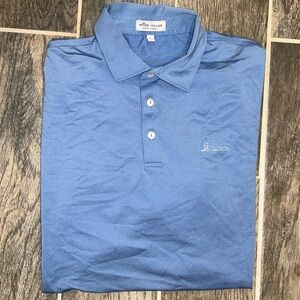 Peter Millar Polo Men’s L Blue Summer Comfort Golf Solid Lightweight Stretch